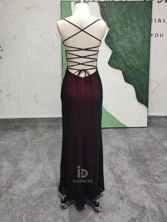 Criss Cross Back Long Mesh Party Dress