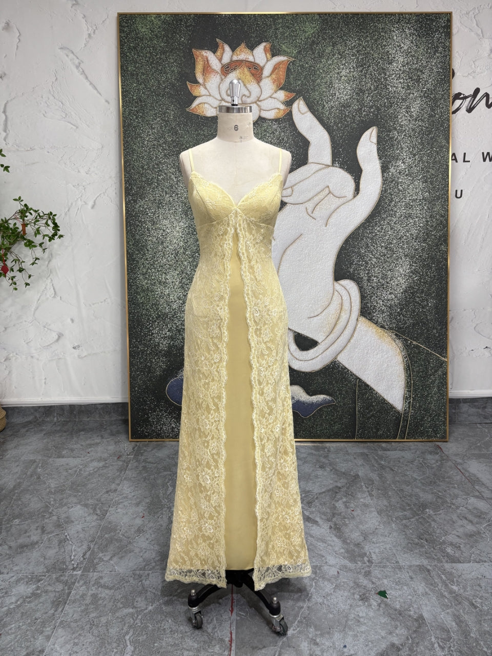 Yellow Lace Formal Gown