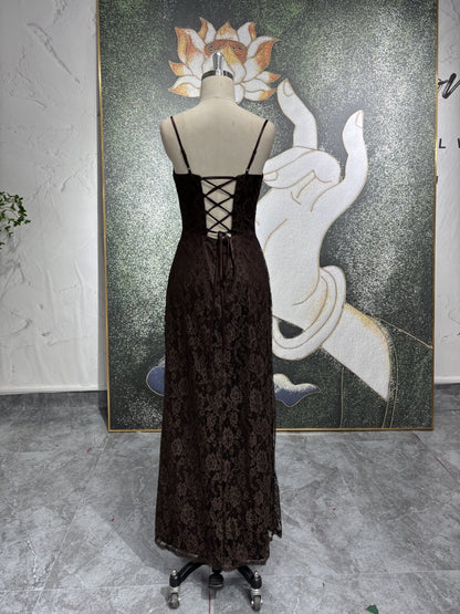 Sleeveless Brown Prom Dress